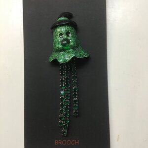 Betsey Johnson New Green Linear Ghost Brooch